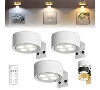 ZHKVAG Picture Lights for Wall, Poster Lights, No Drill Magnetic Wall Decor Wireless Display Sconces with Remote with 3 Color Temps, Battery Operated (White-3 Color,3Pcs)