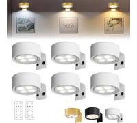 ZHKVAG Topveden Picture Lights for Wall, Topveden Poster Lights, Topveden No Drill Magnetic Wall Decor Wireless Display Sconces with Remote with 3 Color Temps, Battery Operated (White-3 Color,6Pcs)