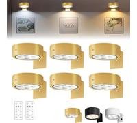 ZHKVAG Topveden Picture Lights for Wall, Topveden Poster Lights, Topveden No Drill Magnetic Wall Decor Wireless Display Sconces with Remote with 3 Color Temps, Battery Operated (Gold-13 Color,6Pcs)