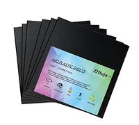 ZHluja Fogli di plastica ABS neri - 1.5 mm di spessore, 30,5 x 30,5 cm, confezione da 6 per taglio laser e modellabile