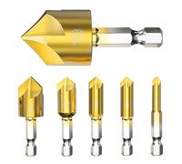 ZHLWei Set di utensili for smussatura con impugnatura esagonale da 82 gradi, fresa for smussatura for lavorazione del legno da 6/8/9/12/16/19 mm for fori smussati