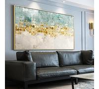 ZHMANLUCK Quadri da parete astratti moderni in oro grigio di grandi dimensioni per soggiorno con cornice dorata per la decorazione del soggiorno 80x160 cm/(31x63 pollici) con cornice dorata
