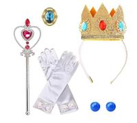 ZHMKYD13 Set di accessori per costume da principessa Peach, 5 pezzi, corona bacchetta magica, orecchini guanti, spilla, kit per ragazze, adatto per compleanno, Halloween, carnevale, cosplay, feste