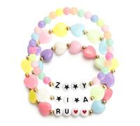 ZHOAOUAO Set di 3 bracciali per bambini, braccialetti dell'amicizia per bambini, braccialetto elastico di perle con lettere, gioielli per bambini, gioielli per cosplay per gli appassionati di anime