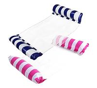 ZHODADA Amaca d'Acqua Gonfiabile, 2 Pezzi Amaca da Piscina 4 in 1 Letto Galleggiante Gonfiabile Piscina Sedia Galleggiante per Piscina Sedia Amaca Estate Nuoto (Blu Scuro+Rosa Rosso)