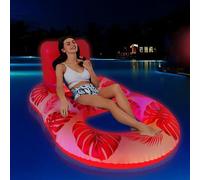 ZHODADA Amaca Gonfiabile Piscina con Luce Colorata, Amaca da Piscina Materasso Piscina Galleggiante Amaca Gonfiabile Galleggiante Sdraio Amaca Galleggiante(Rosa)