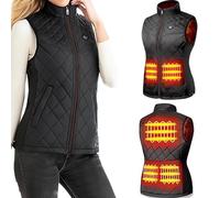 ZHODADA Gilet Riscaldante da Donna, Giacche Riscaldanti USB, Gilet Riscaldante Elettrico Leggero con Grandi Zone di Riscaldamento, 3 Livelli di Calore (Pile non Incluse)(Nero-4XL)