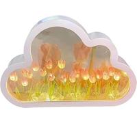 zhonghua DIY Tulip Night Light, DIY Cloud Tulip Lamp Handmade Tulip Night Light Simulation Fiore Camera da Letto Lampada da Tavolo (10LED Flowers, Pink)