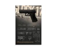 ZhonghuiBo Glock 17, poster decorativo su tela, decorazione artistica da parete per soggiorno, camera da letto, moderno, poster decorativo per la camera da letto, 40 x 60 cm, senza cornice