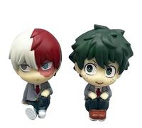 Zhongkaihua 2 figure MHA Todoroki Shouto Action Figure Mini Statue Midoriya Izuku Look Up Figure Posizione Seduta in PVC Modello Figura Anime Mini Figurine Ornamenti da Scrivania, 6 cm