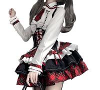 Zhongkaihua Abito da donna medievale vintage Kawaii Lolita abito a maniche lunghe camicia corsetto vita abito gotico set tre pezzi vestito costume di Halloween Dress Up