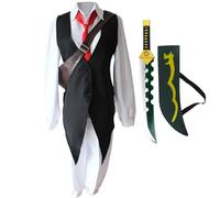 Zhongkaihua Anime The Seven Deadly Sins Costume Cosplay Meliodas Uniforme Abiti con Spada Corta Verde Arma Puntelli Halloween Comic Con Meliodas Cosplay Outfit Set Completo
