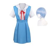 Zhongkaihua Ayanami Rei Cosplay Costume con Parrucca Anime JK Campus Uniform Set Gioco di ruolo Halloween Anime, Carnevale Masquerade Party Vestito per Ragazze