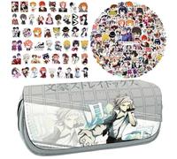 Zhongkaihua Bungo Stray Dogs Anime Stampato Astuccio Studente Cancelleria Borsa Grande Capacità Doppio Strato Astuccio Gratis 100 pz Anime Adesivi Graffiti Impermeabile, Tipo 1