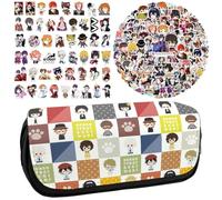 Zhongkaihua Bungo Stray Dogs Anime Stampato Astuccio Studente Cancelleria Borsa Grande Capacità Doppio Strato Astuccio Gratis 100 pz Anime Adesivi Graffiti Impermeabile, Tipo 9