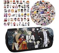 Zhongkaihua Bungo Stray Dogs Anime Stampato Astuccio Studente Cancelleria Borsa Grande Capacità Doppio Strato Astuccio Gratis 100 pz Anime Adesivi Graffiti Impermeabile, Tipo 8.