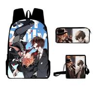 Zhongkaihua Bungo Stray Dogs Set di zaino per la scuola Osamu Dazai con stampa anime, astuccio e borsa a tracolla per la stagione di apertura degli studenti, set di 3 pezzi, Tipo 8., 40*30*13cm