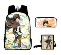 Zhongkaihua Bungo Stray Dogs Set di zaino per la scuola Osamu Dazai con stampa anime, astuccio e borsa a tracolla per la stagione di apertura degli studenti, set di 3 pezzi, Tipo 4., 40*30*13cm