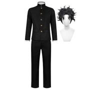 Zhongkaihua Costume da cosplay di Okarun/Takakura Ken, uniforme da uomo, giacca nera e pantaloni, set completo con parrucca e occhiali, per Halloween e Carnevale