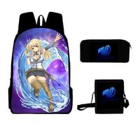 Zhongkaihua Fairy Tail, set di 3 zaini a tema anime 3 in 1, con borsa per la scuola, astucci e borsa a tracolla, per ragazzi e ragazze, per la stagione di apertura della scuola, set da 3 pezzi, Tipo