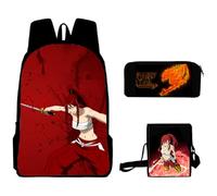 Zhongkaihua Fairy Tail, set di 3 zaini a tema anime 3 in 1, con borsa per la scuola, astucci e borsa a tracolla, per ragazzi e ragazze, per la stagione di apertura della scuola, set da 3 pezzi,
