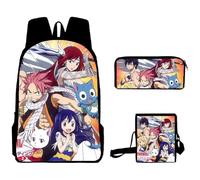 Zhongkaihua Fairy Tail, set di 3 zaini a tema anime 3 in 1, con borsa per la scuola, astucci e borsa a tracolla, per ragazzi e ragazze, per la stagione di apertura della scuola, set da 3 pezzi, Tipo