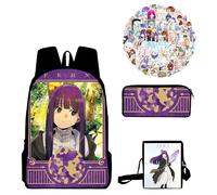 Zhongkaihua Frieren Beyond Journey's End Fashion Student - Set di 4 pezzi: zaino scolastico, astuccio, 56 adesivi e borsa per ragazzi e ragazze, per scolari, viaggi e rientro a scuola, Tipo 3, 30cm x
