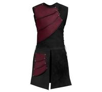 Zhongkaihua Gilet medievale rinascimentale da uomo in pelle con coulisse laterale - gilet in pelle patchwork armatura retrò gilet vichingo cavaliere pirata cosplay Halloween gotico performance