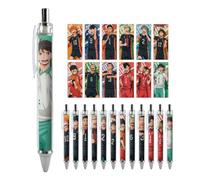 Zhongkaihua Haikyuu Merch - 6 penne a tema anime, articoli di cancelleria per la scuola, penne a pressione, unisex, nere da 0,5 mm, forniture per studenti per ragazzi e ragazze