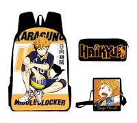 Zhongkaihua Haikyuu!! - Zaino, astuccio e borsa a tracolla, set da 3 pezzi, adatto per studenti, 3 set tra cui zaino Shoyo Hinata con stampa anime, astuccio per matite e borsa a tracolla, Tipo 1.,