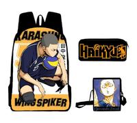 Zhongkaihua Haikyuu!! - Zaino, astuccio e borsa a tracolla, set da 3 pezzi, adatto per studenti, 3 set tra cui zaino Shoyo Hinata con stampa anime, astuccio per matite e borsa a tracolla, Tipo 6.,