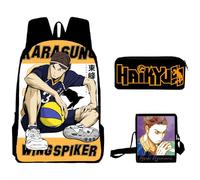 Zhongkaihua Haikyuu!! - Zaino, astuccio e borsa a tracolla, set da 3 pezzi, adatto per studenti, 3 set tra cui zaino Shoyo Hinata con stampa anime, astuccio per matite e borsa a tracolla, Tipo 3.,