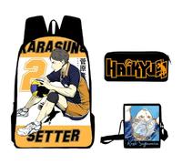 Zhongkaihua Haikyuu!! - Zaino, astuccio e borsa a tracolla, set da 3 pezzi, adatto per studenti, 3 set tra cui zaino Shoyo Hinata con stampa anime, astuccio per matite e borsa a tracolla, Tipo 8.,