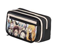 Zhongkaihua Kamado Tanjiro, astuccio a doppio strato, spazioso, alla moda, per cancelleria, regalo per il ritorno a scuola per bambini, Tipo 22., 21cm x 13cm x 8cm, Astuccio