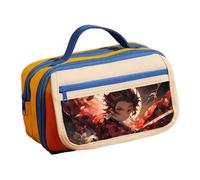 Zhongkaihua Kamado Tanjiro - Astuccio a doppio strato, stile anime, per cancelleria, regalo per il ritorno a scuola per bambini, 21,5 cm x 12 cm x 8 cm, Type 19, Astuccio