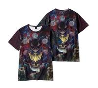 Zhongkaihua Maglietta estiva 3D anime Kokushibou Cosplay grafica manica corta Douma Washed unisex top per spiaggia, maglietta alla moda anime stagionale, Tipo 2, 4XL
