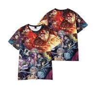 Zhongkaihua Maglietta estiva 3D anime Kokushibou Cosplay grafica manica corta Douma Washed unisex top per spiaggia, maglietta alla moda anime stagionale, Tipo 4, M