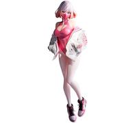 Zhongkaihua Maschera di Luna con due teste, statua di Luna in piedi, accessorio intercambiabile, accessorio per scrivania, colore rosa, 24 cm