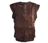 Zhongkaihua Medieval Renaissance - Gilet da uomo in pelle stile Orion, stile retrò, vichingo cavaliere pirata Cosplay Halloween gotico performance costume
