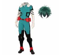 Zhongkaihua MHA Costume cosplay Izuku Midoriya, set completo completo di costume da combattimento per cosplay, uniforme per fumetti e Halloween, body con parrucca