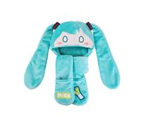 Zhongkaihua Miku - Set di guanti invernali in peluche, cappello e sciarpa, costume per cosplay, orecchie calde, protezione a tema anime, regalo invernale, Sciarpa Miku Hat, Height 24 CM, Length 220 CM