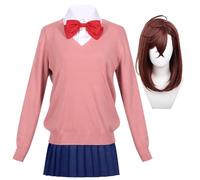 Zhongkaihua Momo Ayase - Costume da cosplay anime giapponese JK, set da scuola include maglione lavorato a maglia rosa, camicia bianca e gonna a pieghe blu, per donne, abiti per Halloween