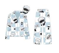 Zhongkaihua - Pigiama anime Satoru Gojo, kawaii, a due pezzi, intimo da notte carino, con maniche lunghe e pantaloni lunghi, pigiama da donna, Gojo Satoru, M
