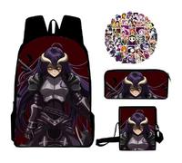 Zhongkaihua Preparati per la stagione scolastica con lo zaino con stampa 3D di Ainz Albedo: include borsa a tracolla per studenti, portapenne, borsa a tracolla e 50 adesivi dei cartoni animati!, Tipo