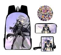 Zhongkaihua Preparati per la stagione scolastica con lo zaino con stampa 3D di Ainz Albedo: include borsa a tracolla per studenti, portapenne, borsa a tracolla e 50 adesivi dei cartoni animati!, Tipo