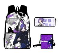 Zhongkaihua Seishiro Nagi - Set di zaini per la scuola per bambini 3 in 1 con zaino e astuccio e borsa a tracolla, regalo per gli studenti della stagione di apertura, Tipo 2, 40*30*13cm