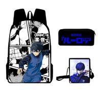 Zhongkaihua Seishiro Nagi - Set di zaini per la scuola per bambini 3 in 1 con zaino e astuccio e borsa a tracolla, regalo per gli studenti della stagione di apertura, Tipo 3, 40*30*13cm