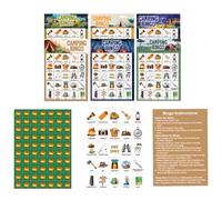 zhongko 56 carte da gioco per bingo da campeggio, giochi di avventura per feste con 24 giocatori, carte da bingo giungla, chip per adulti e bambini, gioco di pensiero logico riutilizzabile per casa