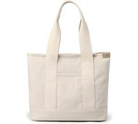 zhongningyifeng Borsa per la spesa da donna casual in tela con maniglia superiore, grande capacità, borsa per la spesa per lavoro, viaggi, beige., L
