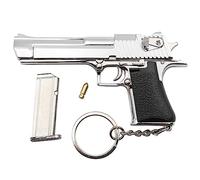 Zhongren Tactical Mini Pistola Keychain 1: 3 Metal Pistol Shape Key Chain con parti mobili Realistico Gun Model Collection Pendant Bag Charm per gli uomini Army Fan Boyfriend Gift (Argento)